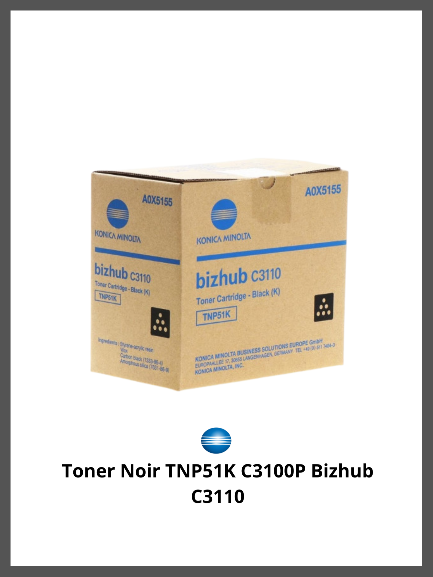 Design sans titre (89) Toner Noir TNP51K C3100P Bizhub C3110 – Image 1